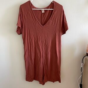 Burnt orange short jumpsuit with pockets